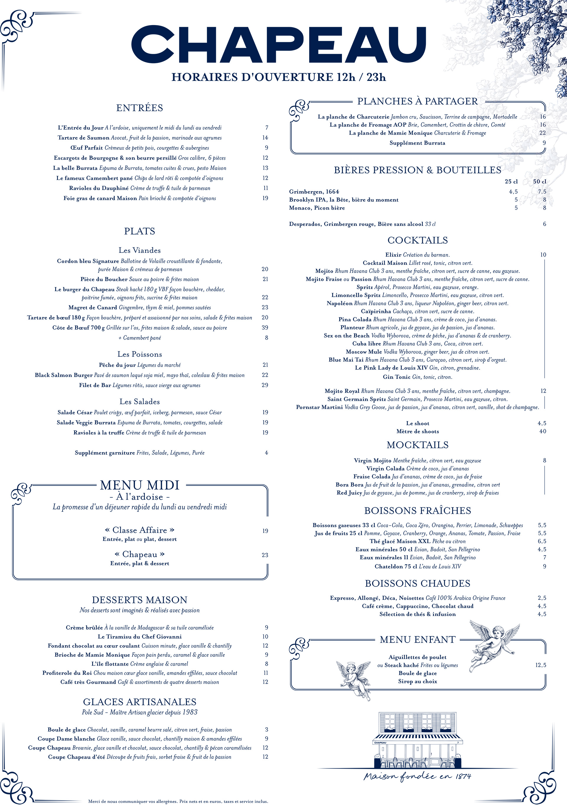 carte restaurant palaiseau - Chapeau